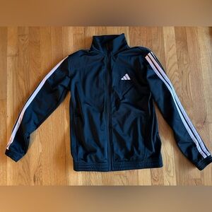Adidas Tricot Full Zip Black w/Pink Stripes Track Jacket Women’s Size Small